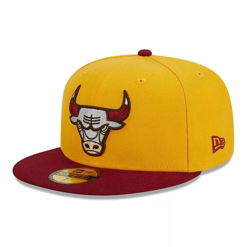 Mens New Era /Red Chicago Bulls Fall Leaves 2-Tone 59FIFTY Fitted Hat Product Image