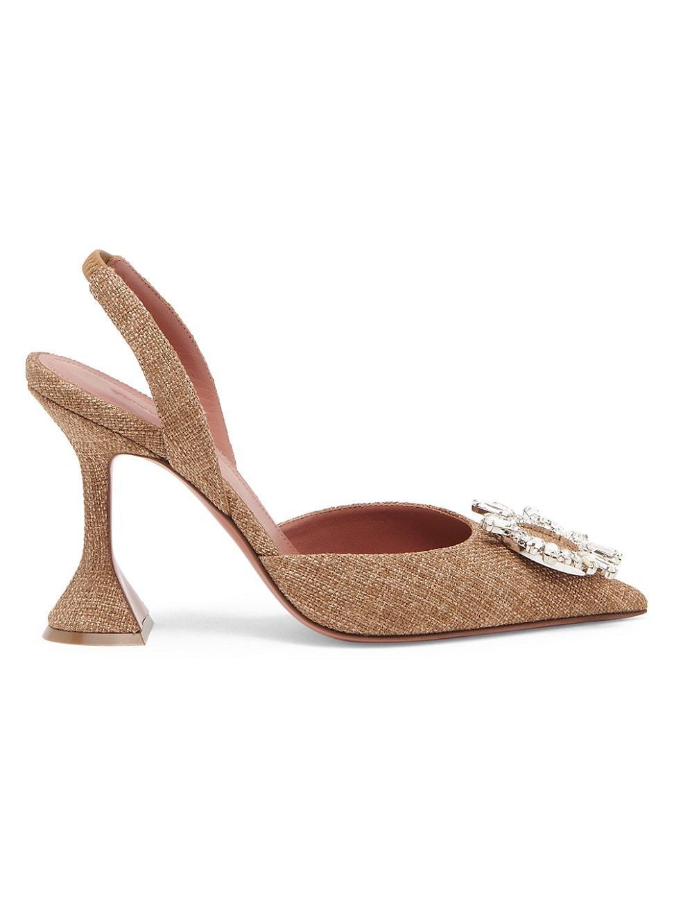 Womens Begum 95MM Canvas & Crystal-Adorned Slingback Pumps Product Image