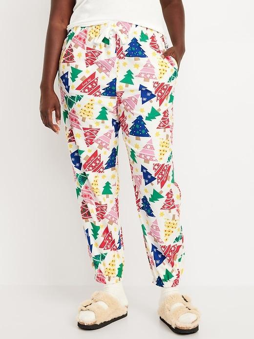 High-Waisted Flannel Pajama Joggers Product Image