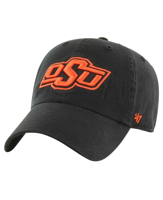 Mens 47 Brand Black Distressed Oklahoma State Cowboys Vintage-Like Clean Up Adjustable Hat Product Image