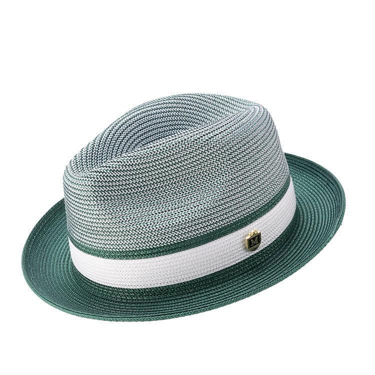 Men's Braided Two Tone Pinch Fedora Hat in Emerald Product Image