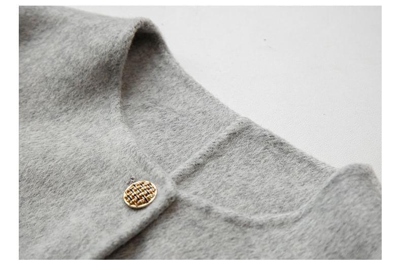 Crew Neck Plain Button-Up Jacket Product Image