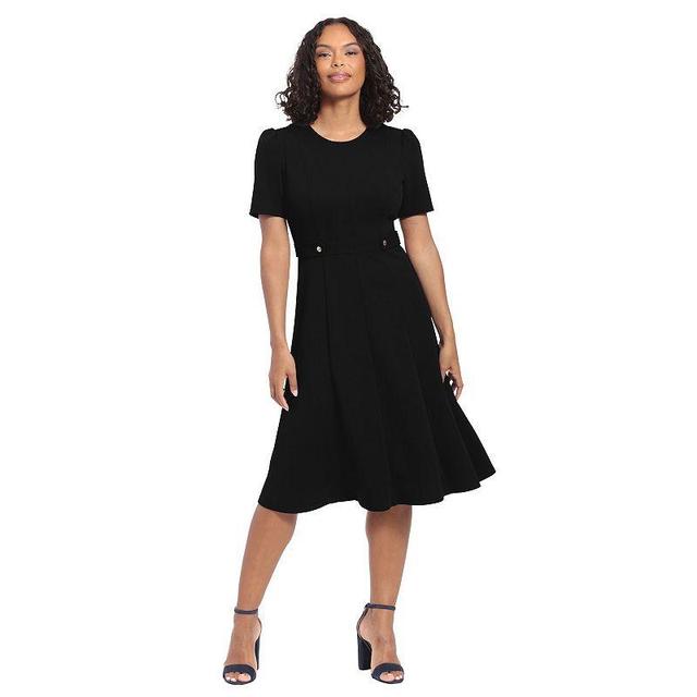 London Times Petite Fit & Flare Scuba Crepe Midi Dress Product Image