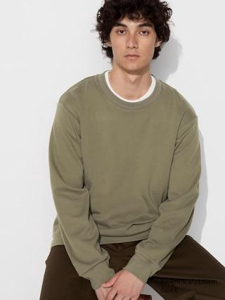 Mens Brushed Cotton T-Shirt Long Sleeve Olive 2XS UNIQLO US Product Image