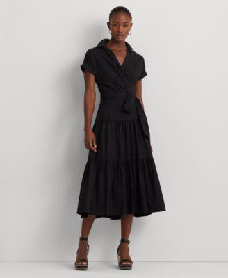 Women's Belted Cotton-Blend Tiered Dress Product Image