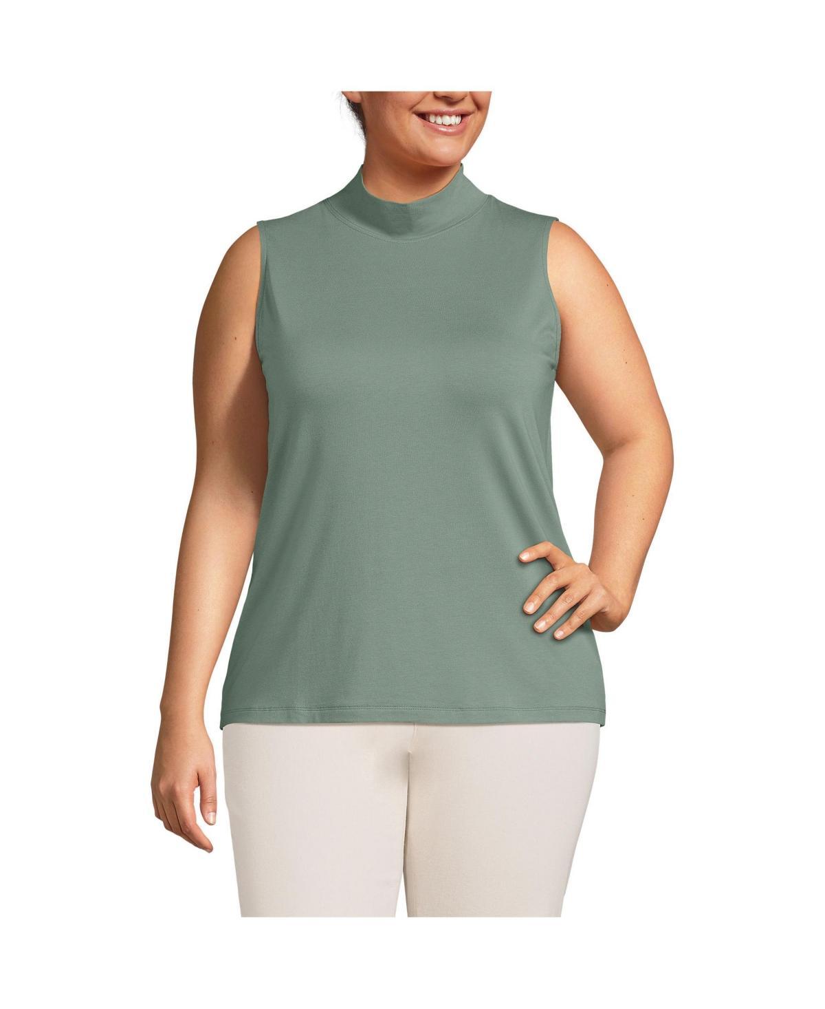 Plus Size Lands End Sleeveless Mock Neck Tank Top, Womens Product Image