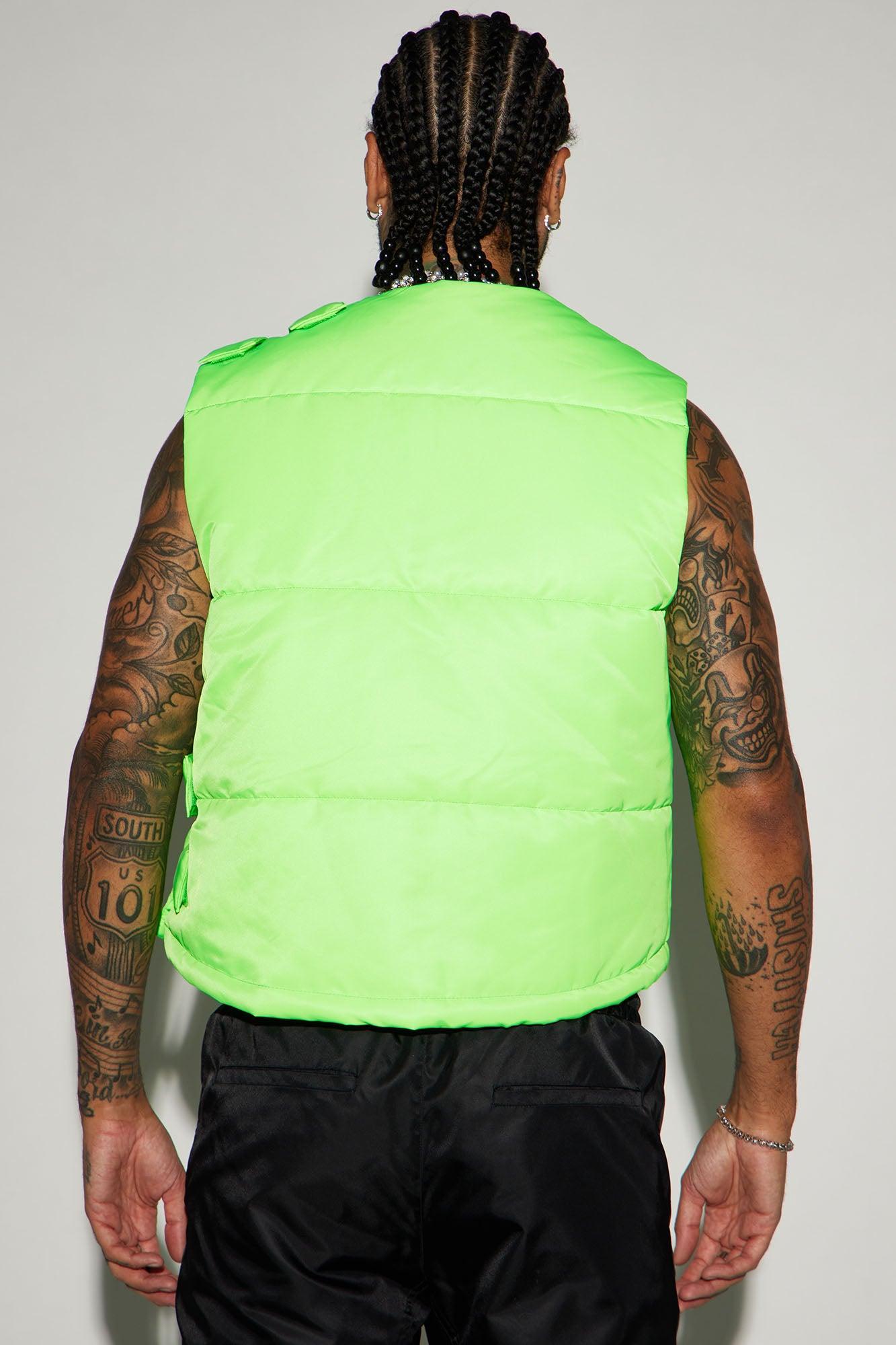 Detroit Velcro Puffer Vest - Lime Product Image