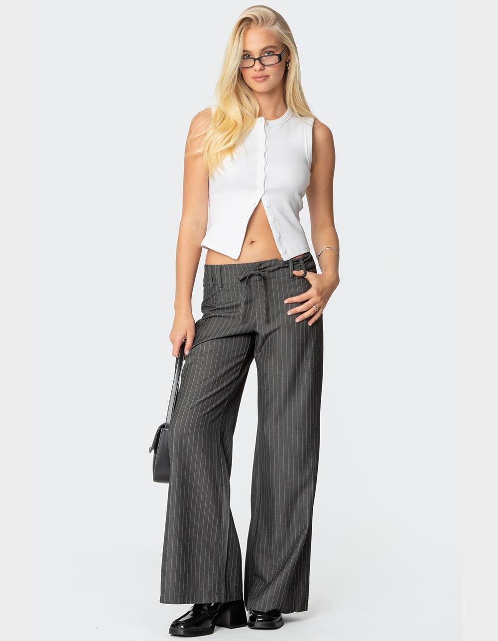 EDIKTED Mayla Wide Leg Pinstripe Trousers Product Image