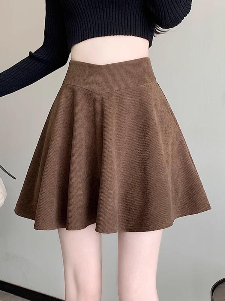 High Rise Plain Mini A-Line Skirt Product Image