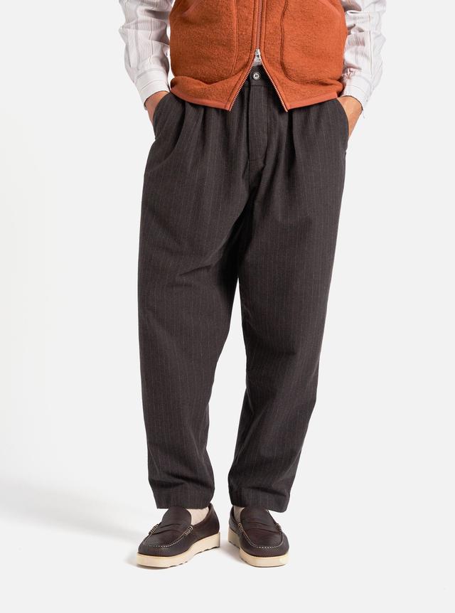 Universal Works Pleated Track Pant in Brown Italian Pinstripe Product Image