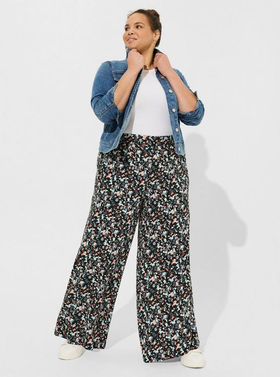 Wide-Leg Pull On Wide Leg Washable Challis Pant Product Image