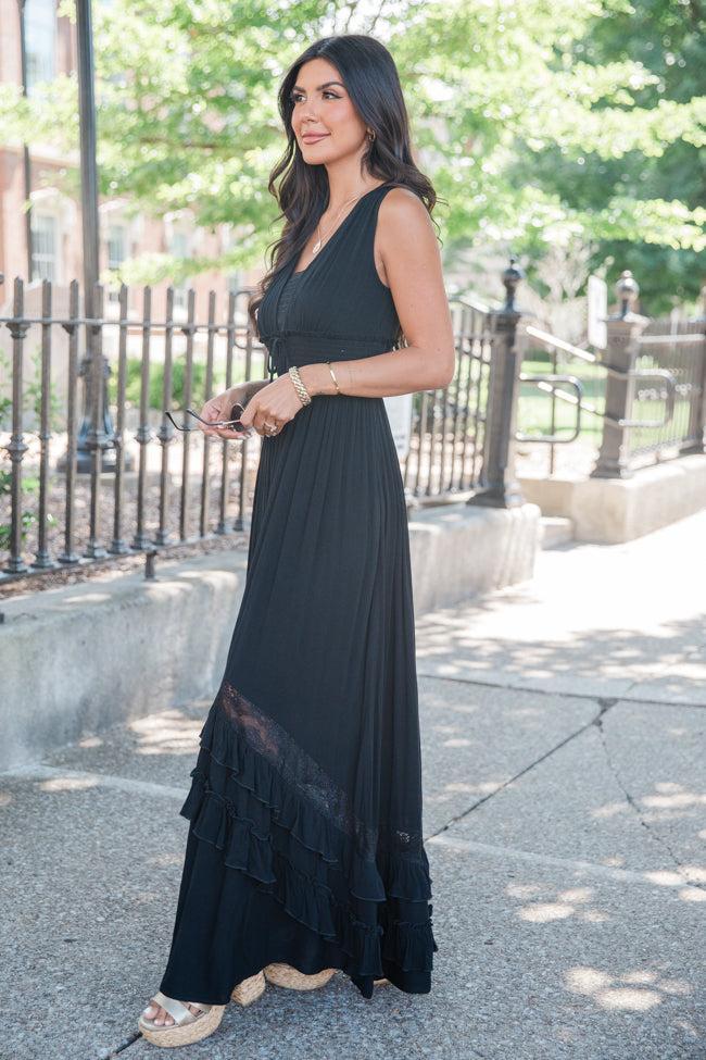 Lucky To Have You Black Sleeveless Maxi Dress Product Image