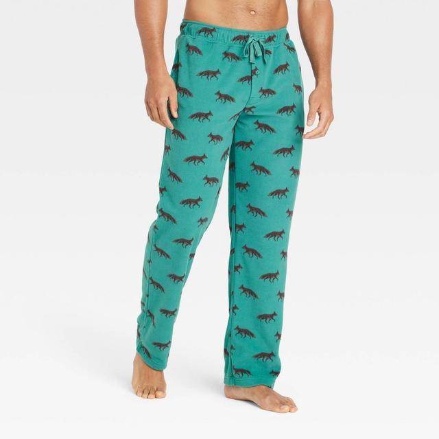 Mens Big & Tall Fox Print Microfleece Pajama Pants - Goodfellow & Co Green XXLT Product Image