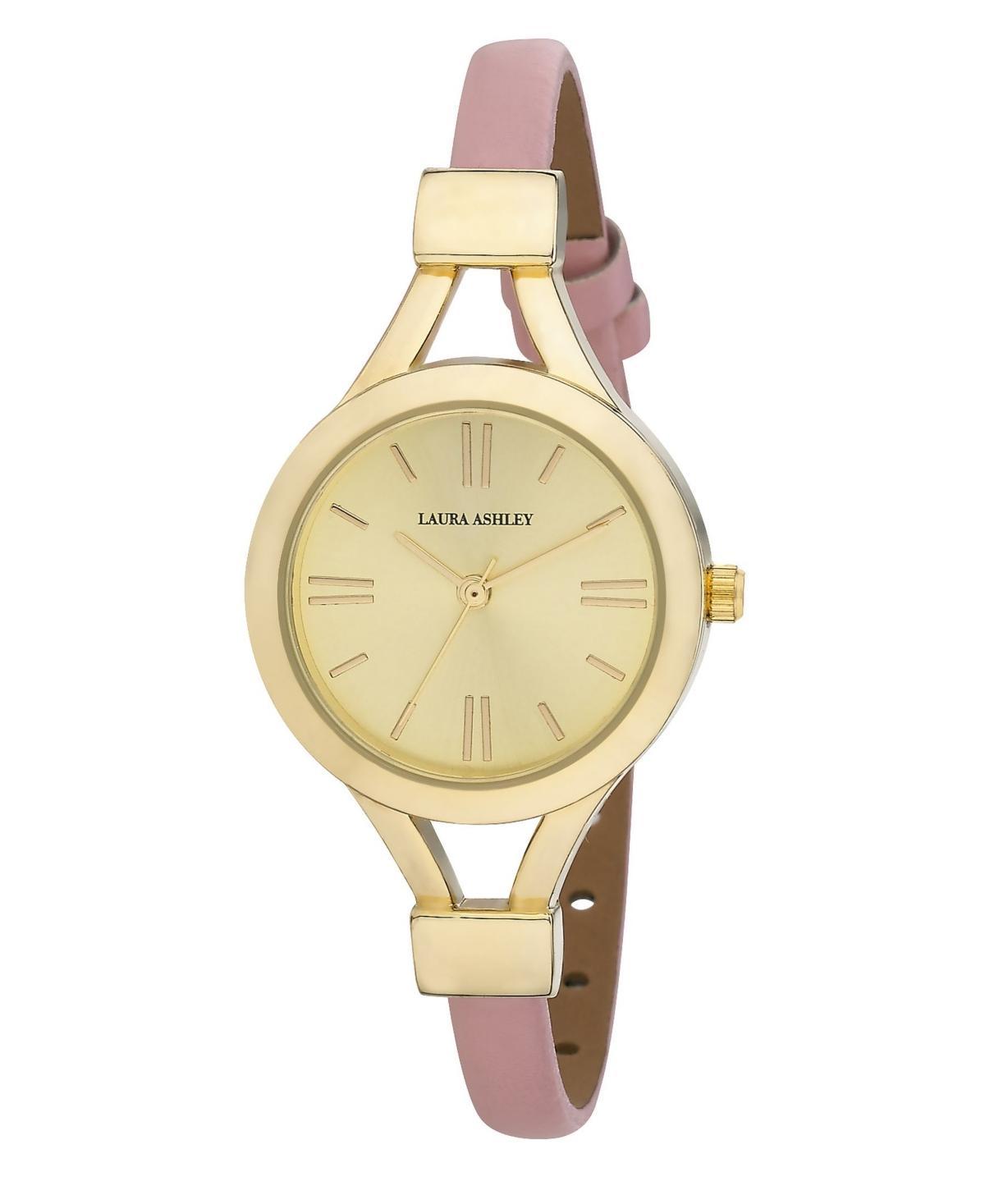 Laura Ashley Ladies Pink Thin Strap Gold Case Watch, 28mm Product Image