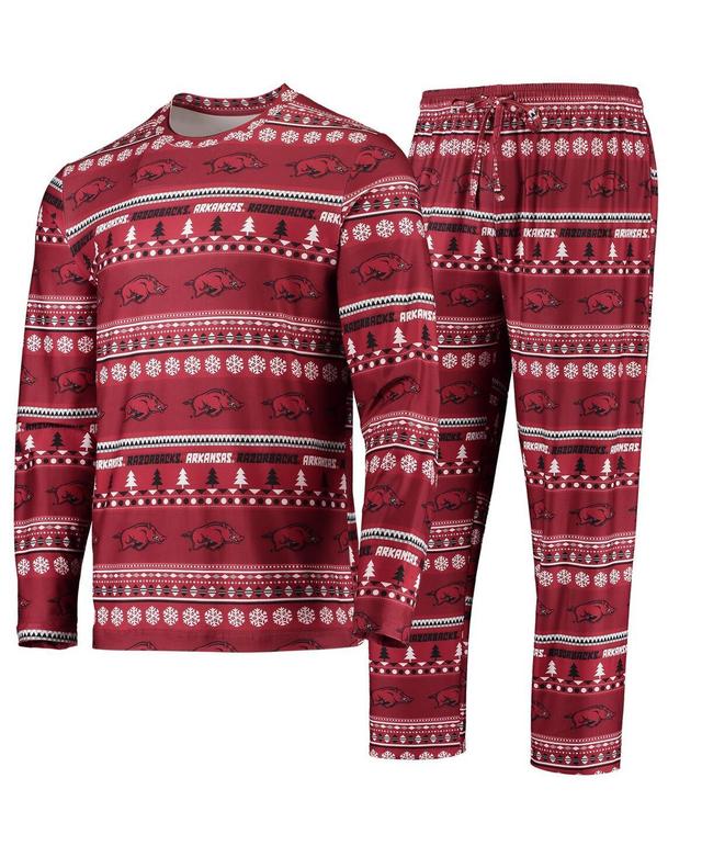 Mens Concepts Sport Cardinal Arkansas Razorbacks Ugly Sweater Long Sleeve T-Shirt and Pants Sleep Set Product Image