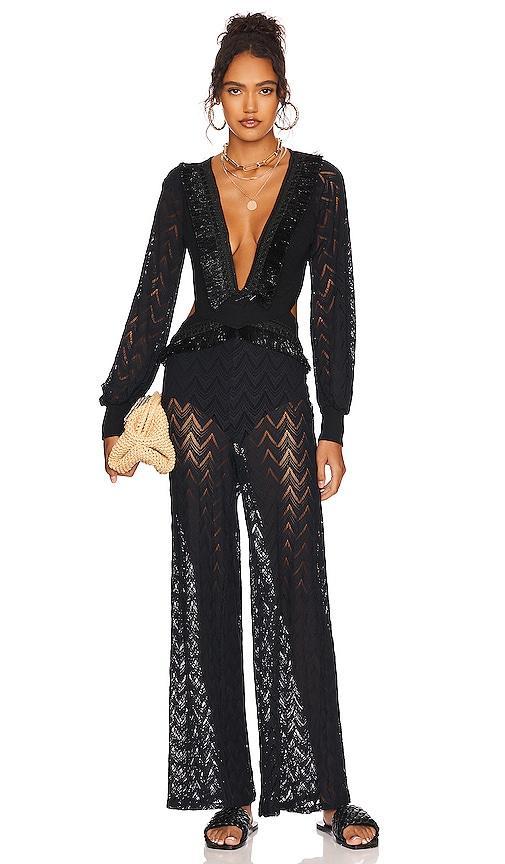 x Alessandra Ambrosio Fringe Trim Cutout Jumpsuit Product Image