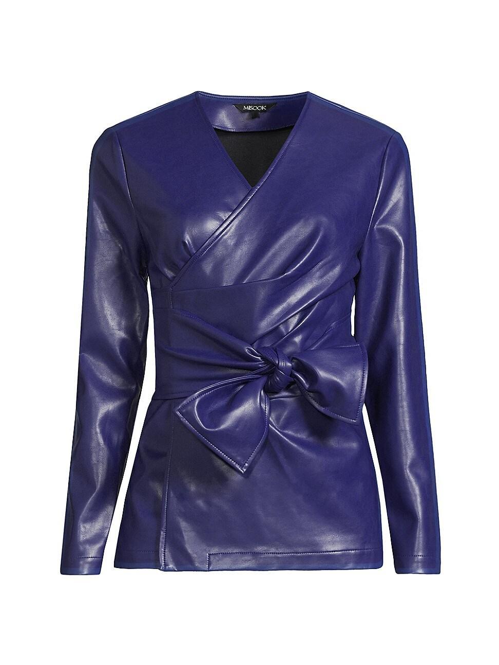 Womens Faux-Leather Tie-Waist Jacket Product Image