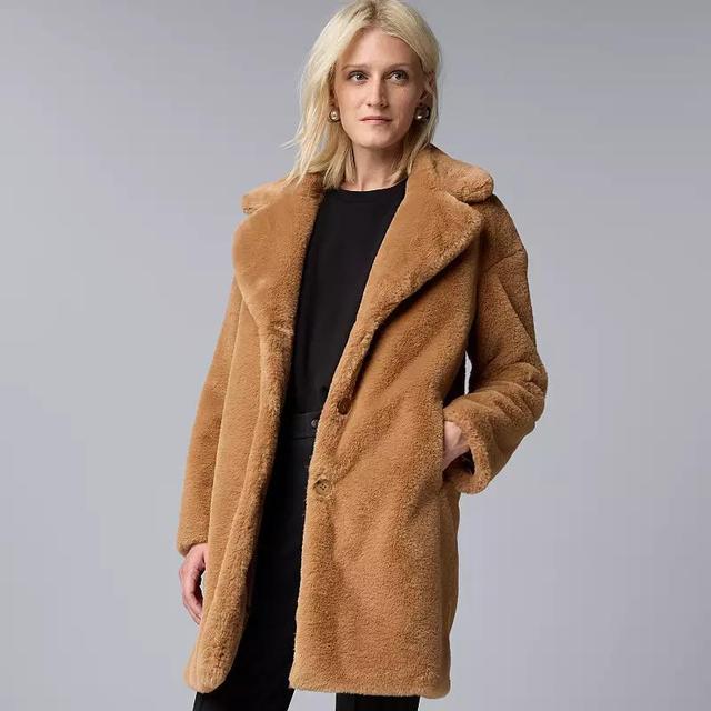 Womens Simply Vera Vera Wang Long Faux Fur Coat Product Image