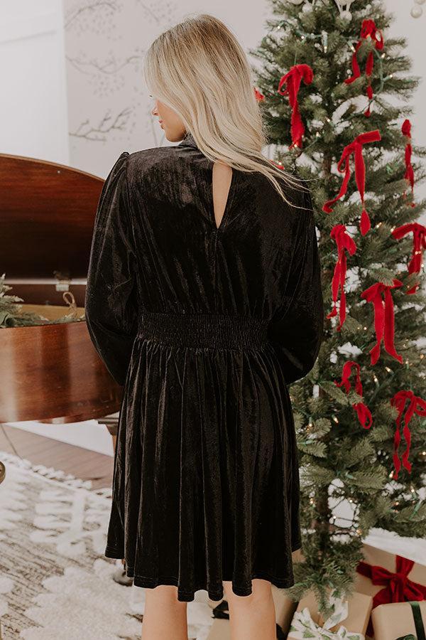 Holiday Social Velvet Mini Dress in Black Product Image