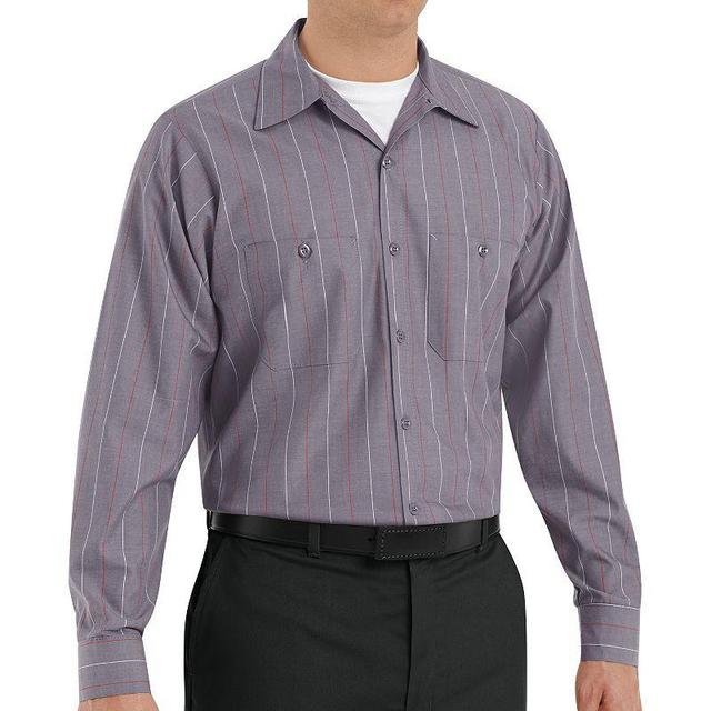 Mens Red Kap Striped Work Shirt Grey Red White Product Image