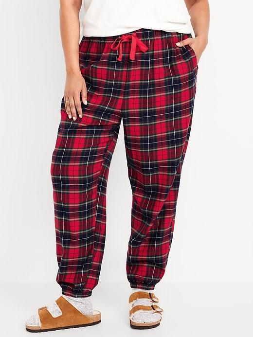 High-Waisted Flannel Pajama Joggers Product Image