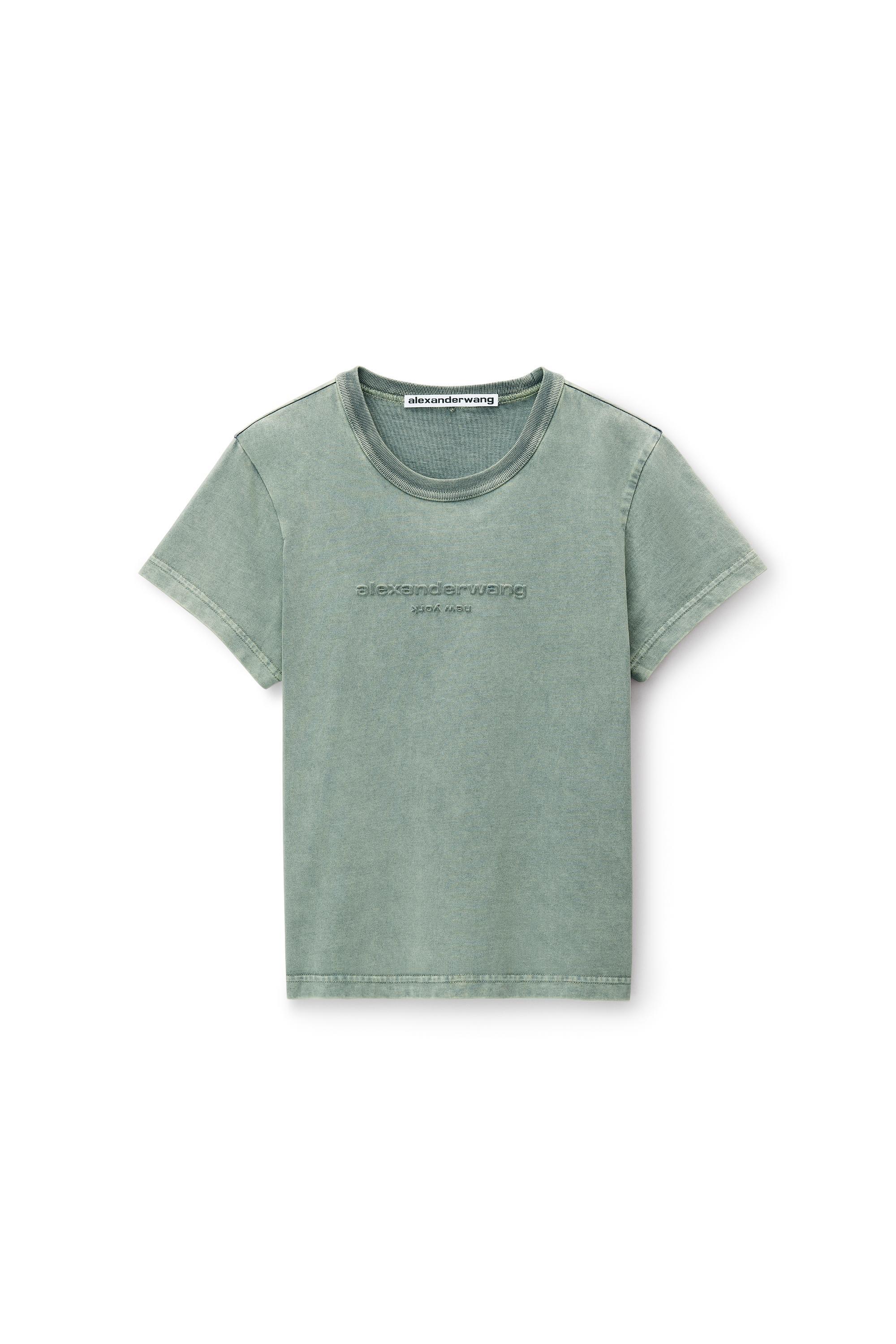 Logo Embossed Acid Wash Shrunken Tee Product Image