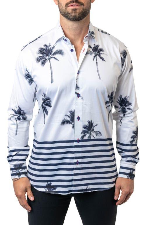 Maceoo Fibonacci Nuitpalm White Contemporary Fit Button-Up Shirt Product Image