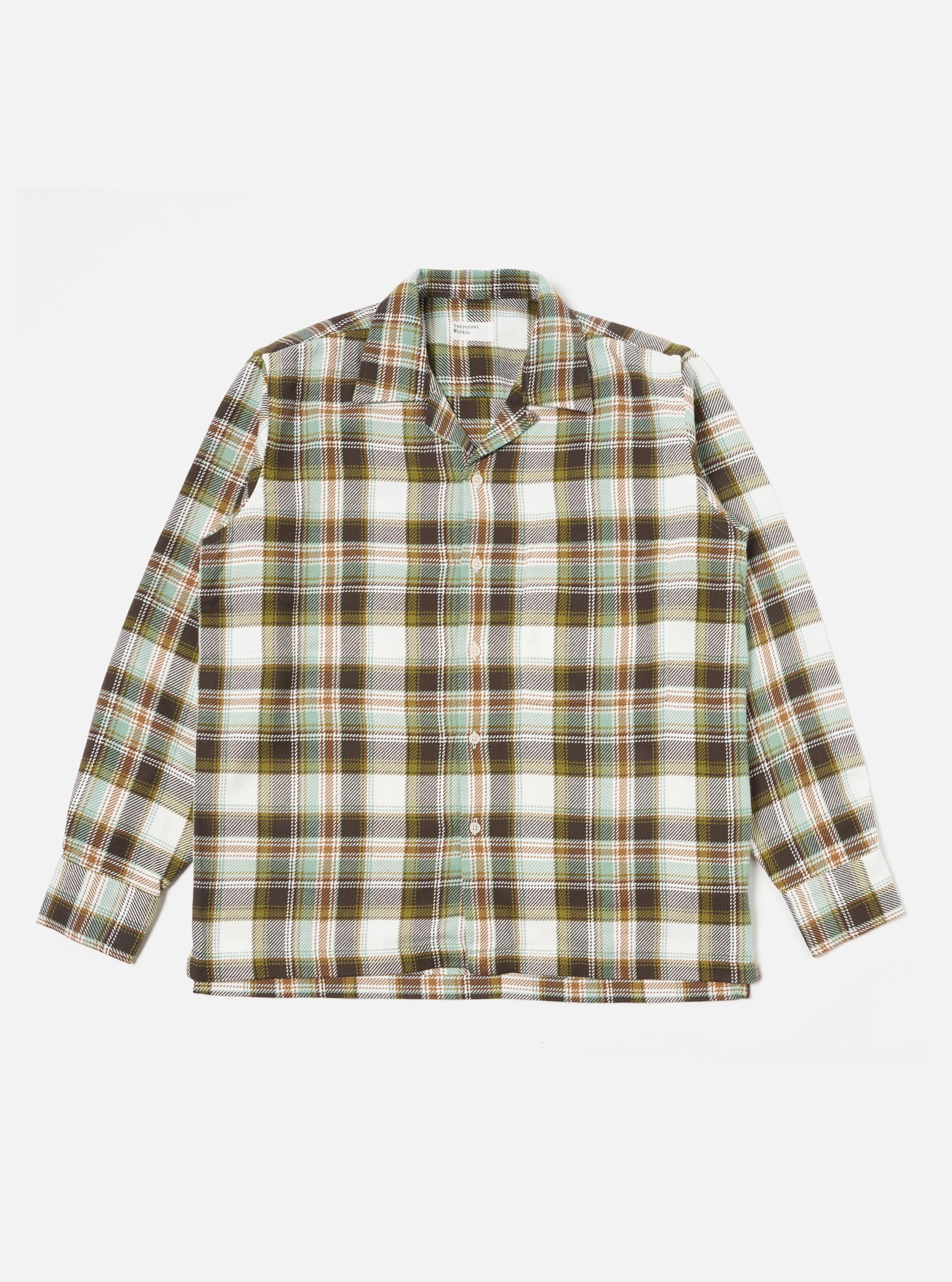 Universal Works L/S Camp Shirt in Pistachio Tahoe Check Product Image