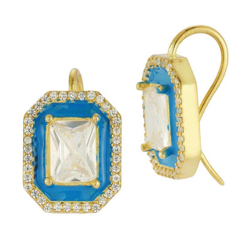 Sunkissed Sterling Cubic Zirconia & Blue Enamel Earrings, Womens, Gold Tone Product Image