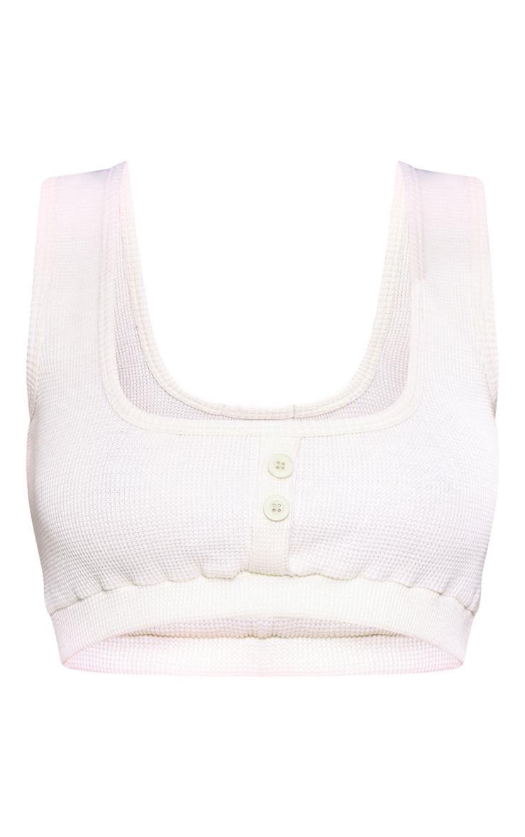 Tall Cream Waffle Textured Button Up Crop Top Product Image