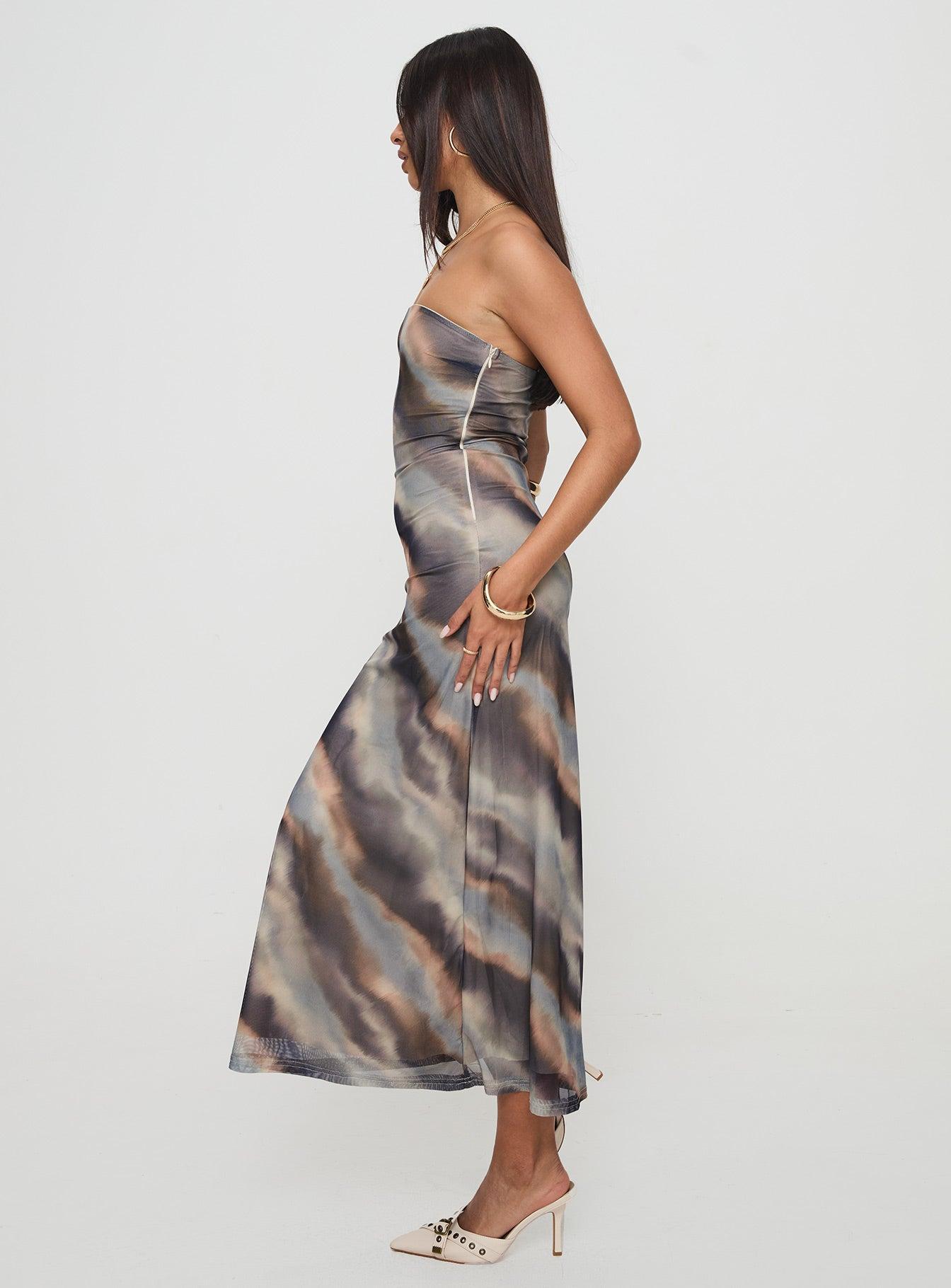 Pinacle Strapless Maxi Dress Brown Product Image