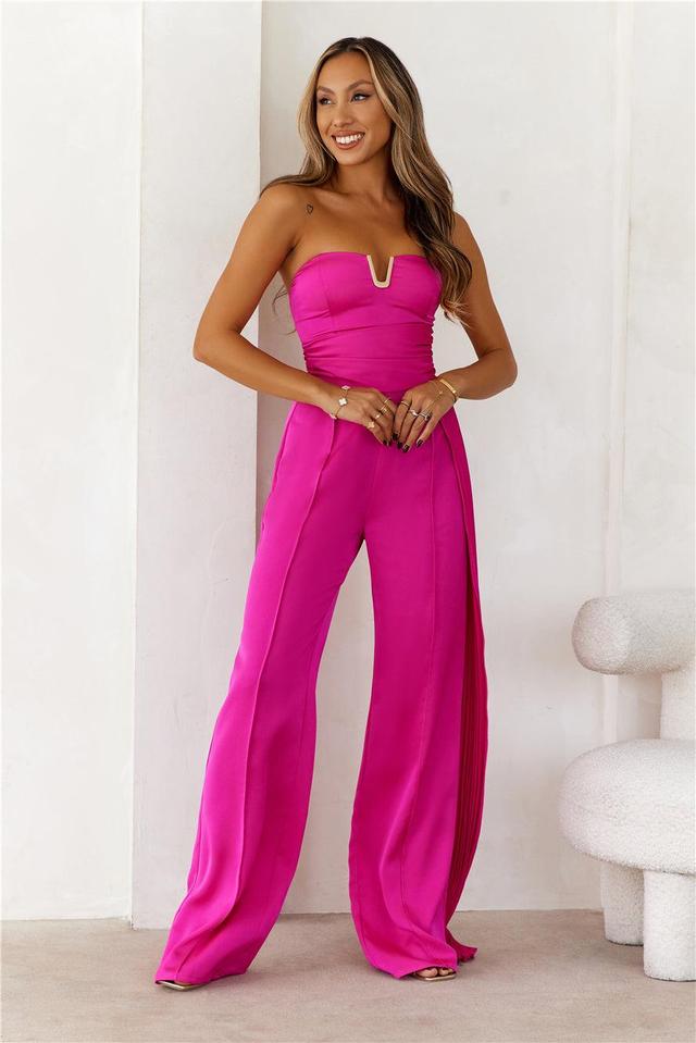 HELLO MOLLY Diva Of The Night Strapless Jumpsuit Fuchsia Product Image