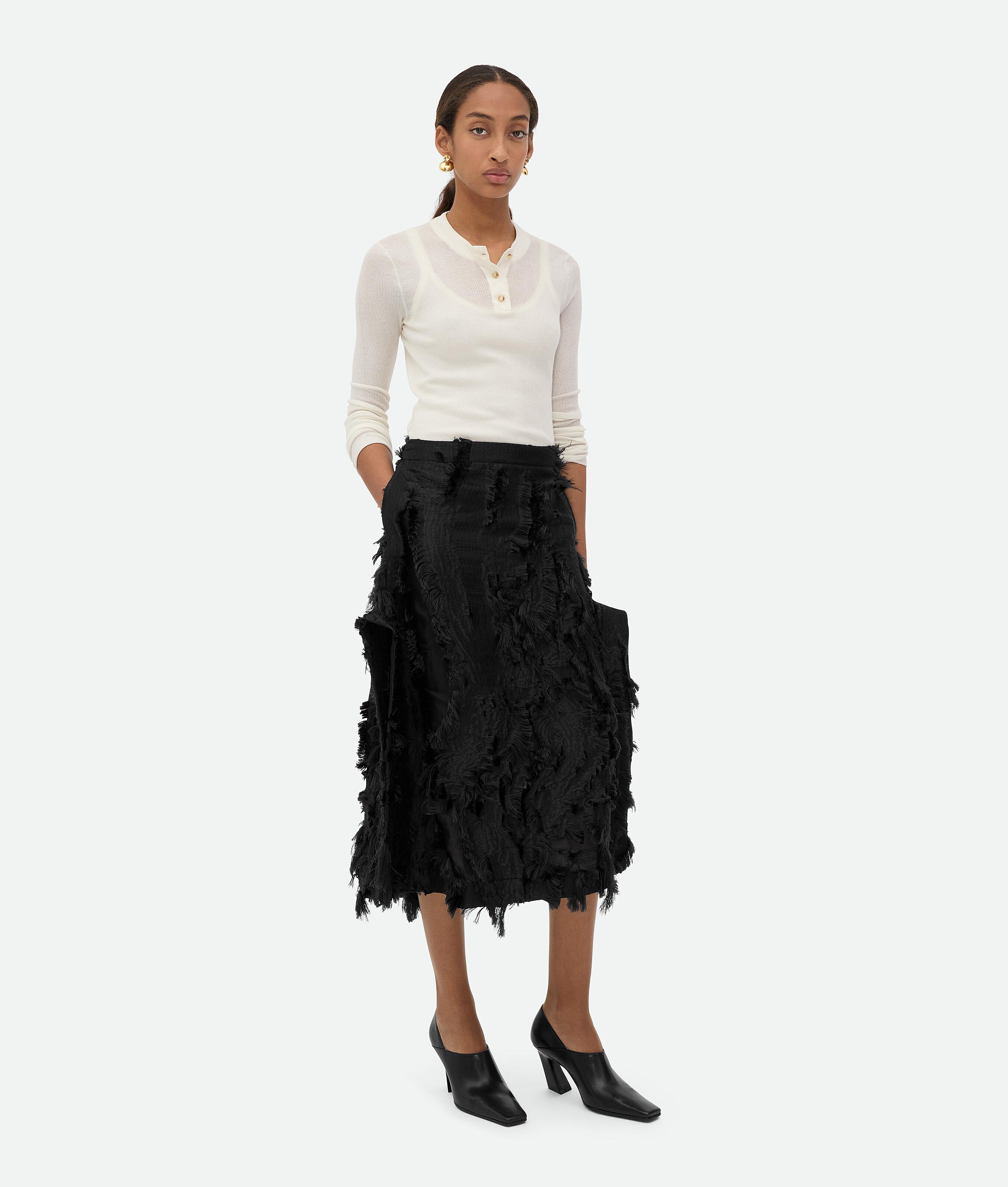 Women's Viscose Fil Coupe Skirt in Black Product Image