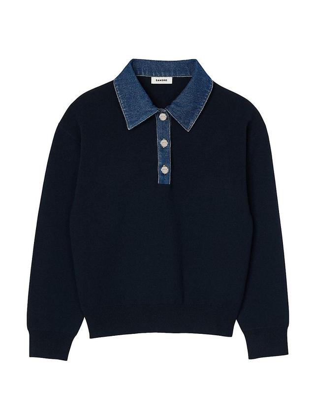 Womens Jumper with Denim Collar Product Image