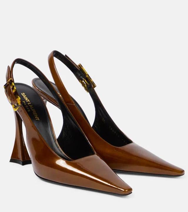 Dune Patent Leather Slingback Pumps In Brown Product Image