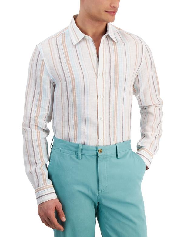 Club Room Mens Dart Stripe Linen Long-Sleeve Shirt, Created for Macys Product Image