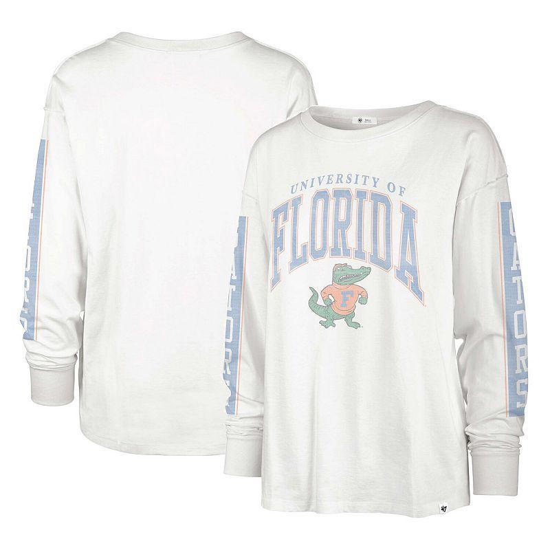 Womens 47 Brand White Distressed Florida Gators Statement Soa 3-Hit Long Sleeve T-shirt Product Image