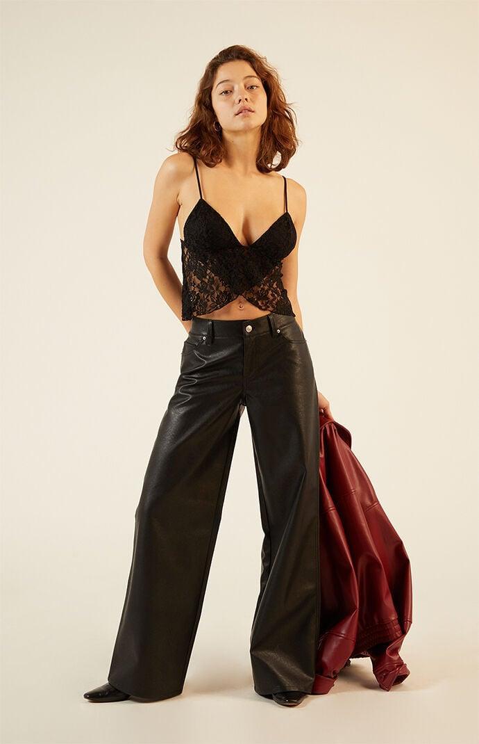 Women's Faux Leather Wide Leg Pants product image