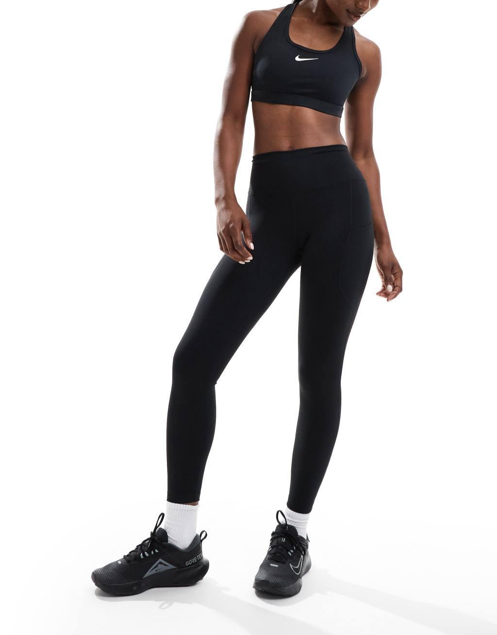 Nike One Training Dri-Fit 7/8 high rise leggings in black Product Image