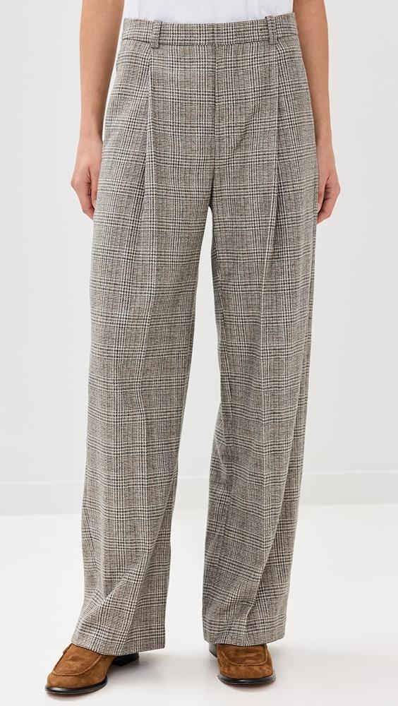 Vince High Rise Wool Blend Plaid Trousers | Shopbop Product Image