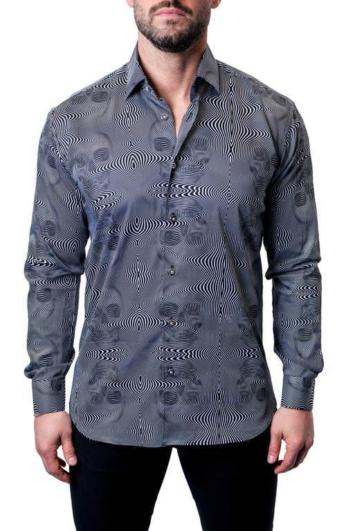 Maceoo Fibonacci Fission Skull Black Contemporary Fit Button-Up Shirt Product Image