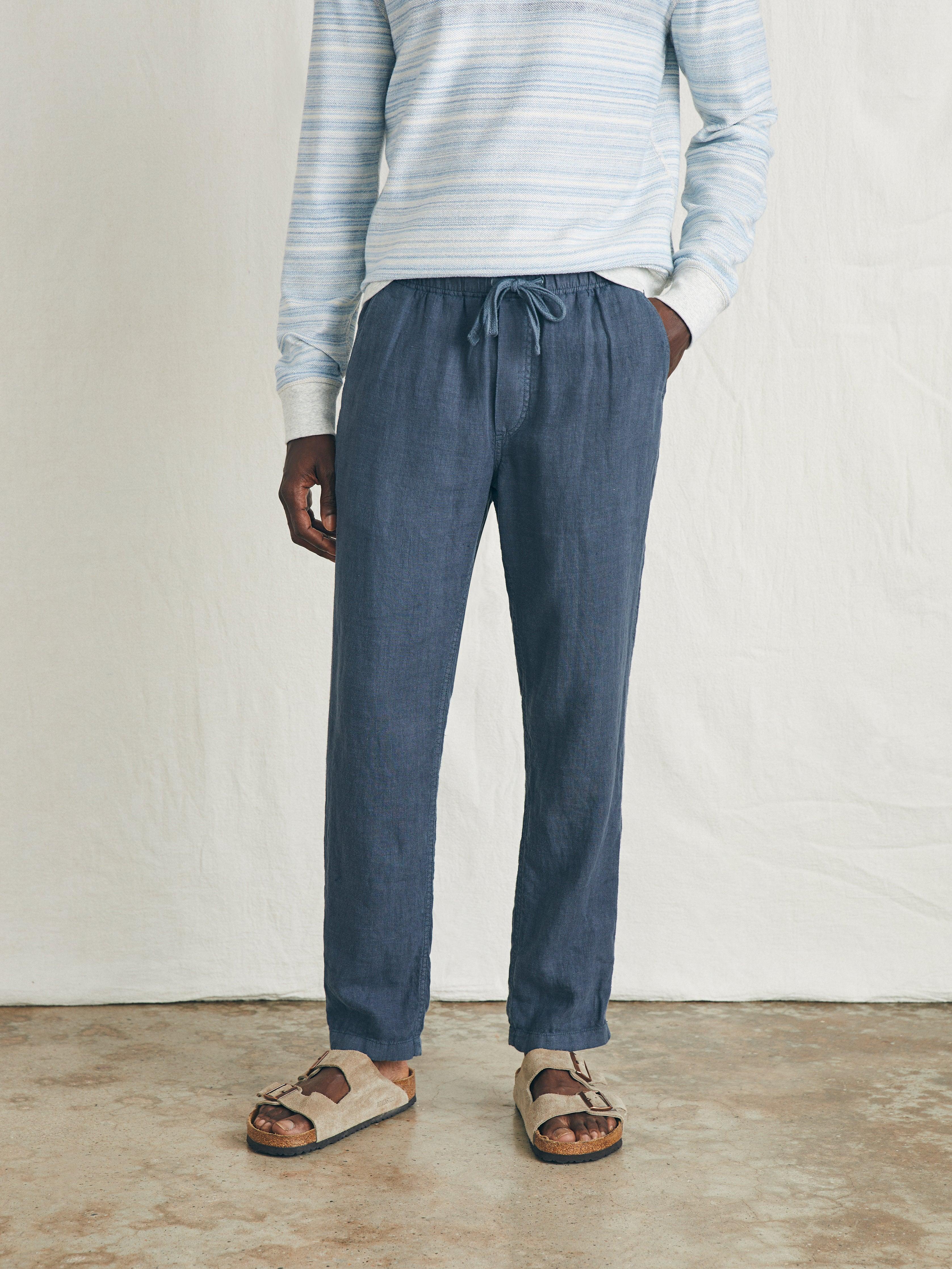 Linen Drawstring Pant - Look Out Navy Male Product Image