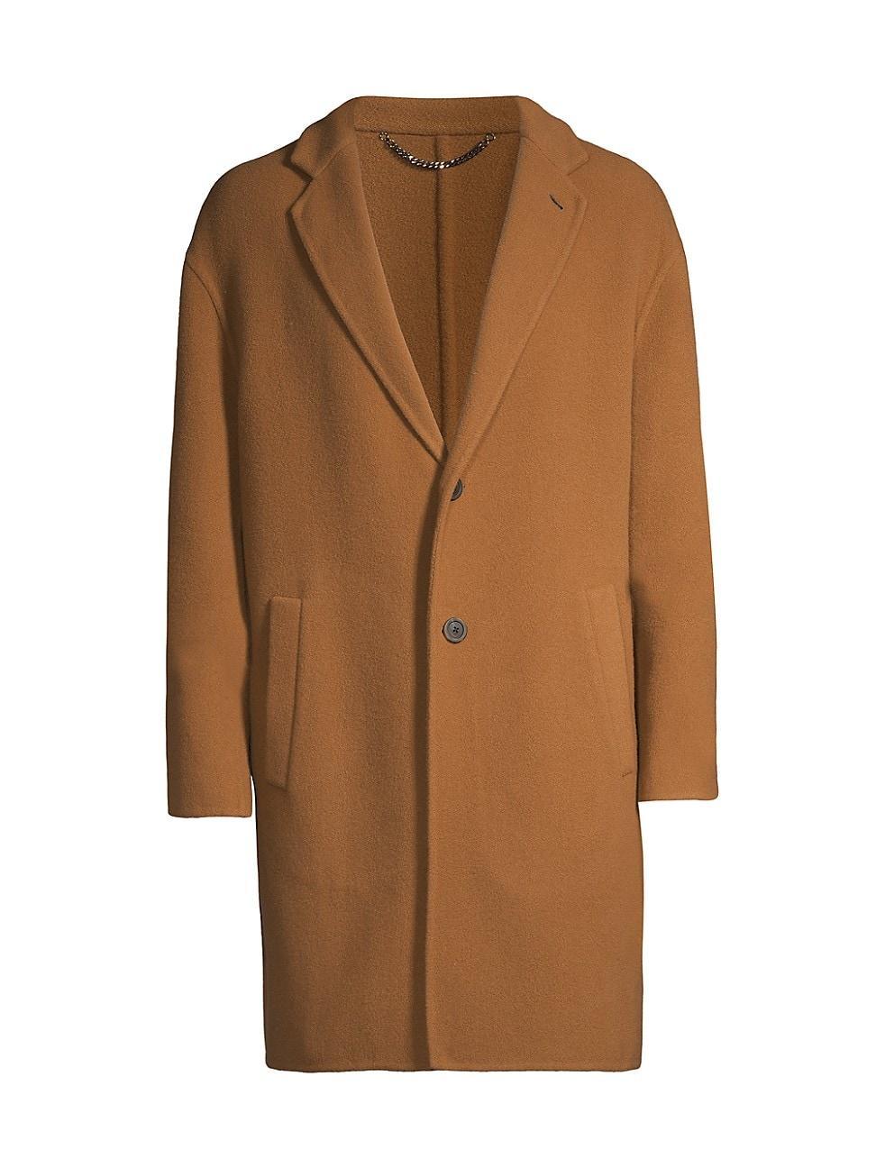 Mens Double-Breasted Wool-Blend Coat Product Image