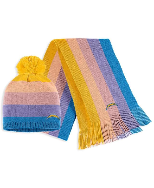 Womens Wear by Erin Andrews Gold Los Angeles Chargers Ombre Pom Knit Hat and Scarf Set Product Image