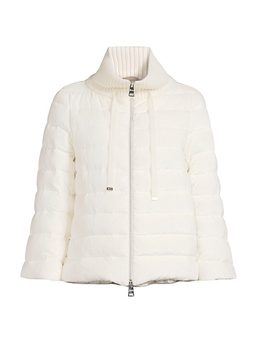 Womens Quilted Down Velvet Bomber Jacket Product Image