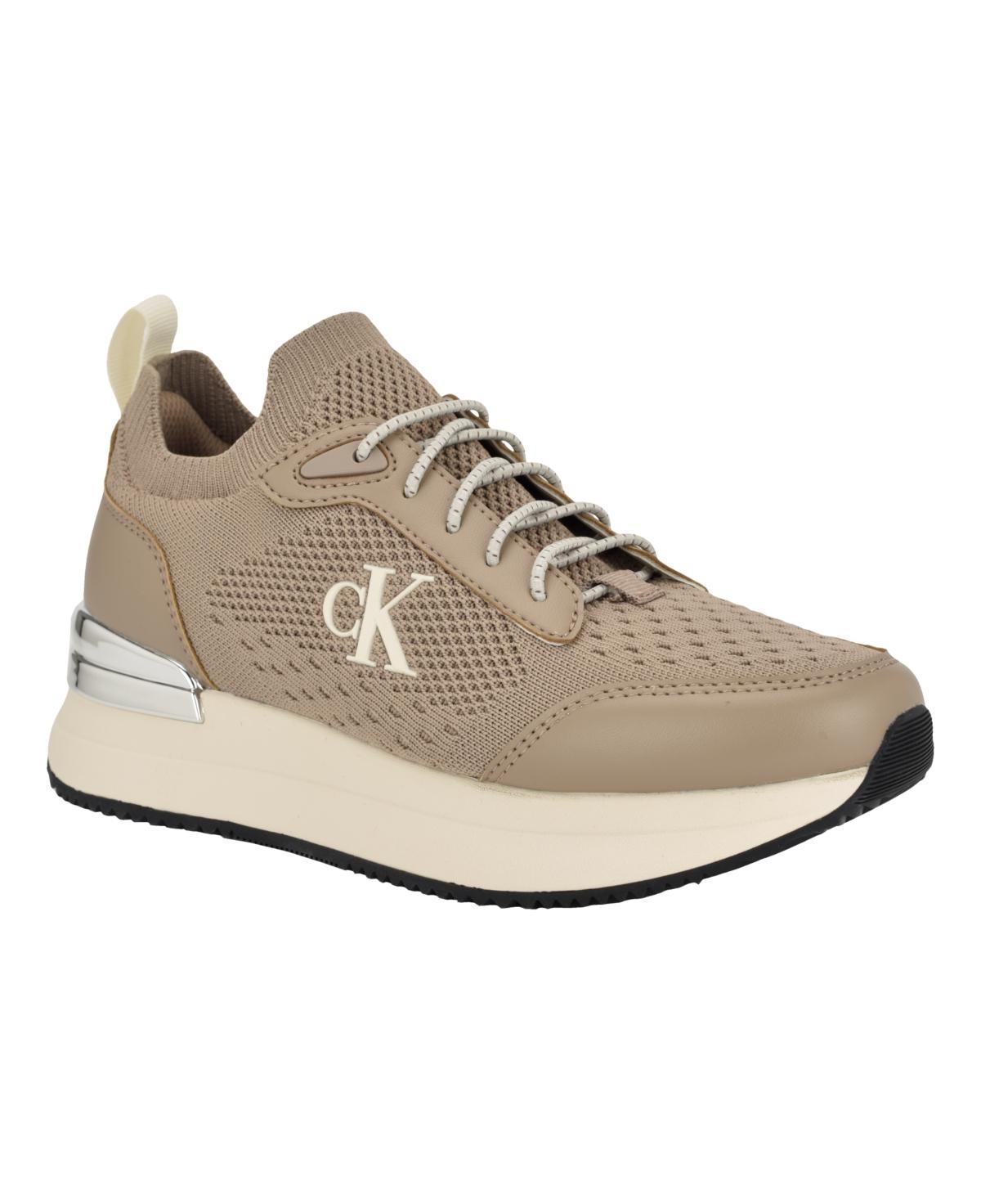 Calvin Klein Womens Vikas Almond Toe Casual Lace-Up Sneakers Product Image