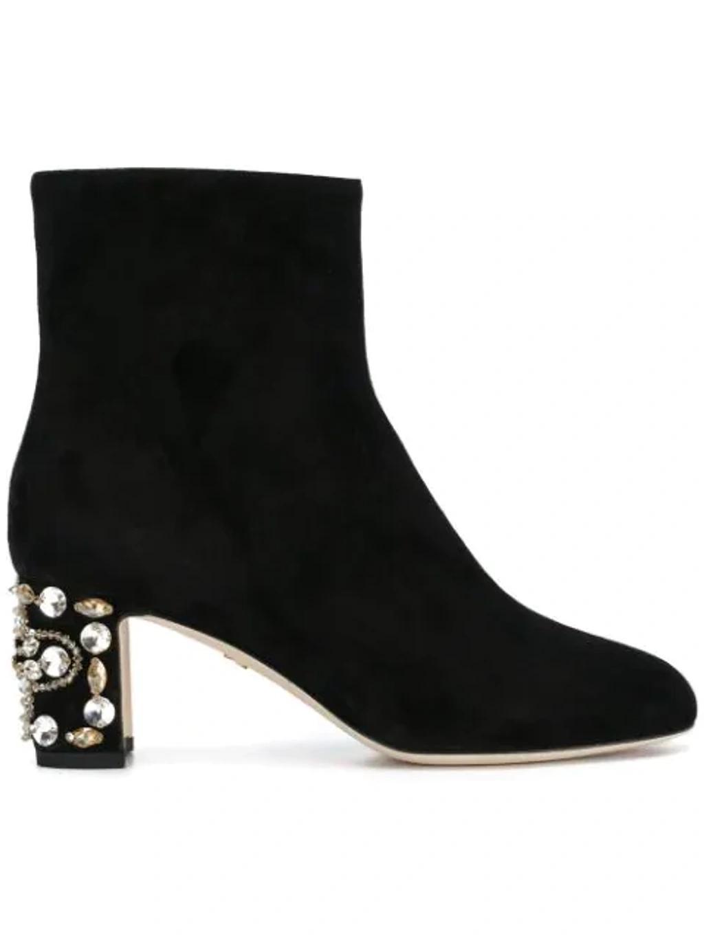 DOLCE & GABBANA Embellished Heel Ankle Boots In Black product image