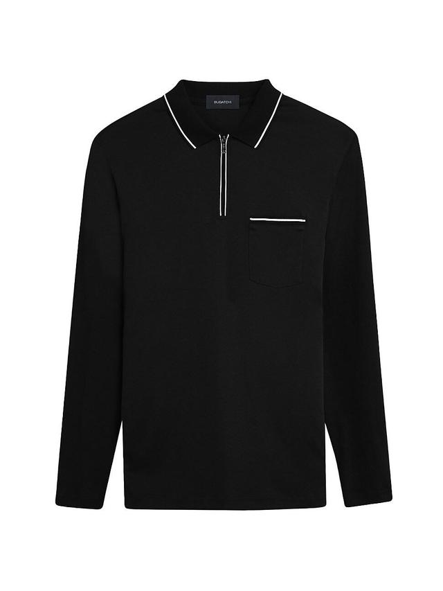 Mens Quarter-Zip Long-Sleeve Polo Shirt Product Image