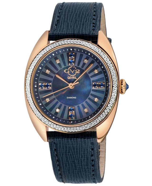 GV2 by Gevril Womens Palermo Swiss Quartz Blue Leather Watch 35mm Product Image