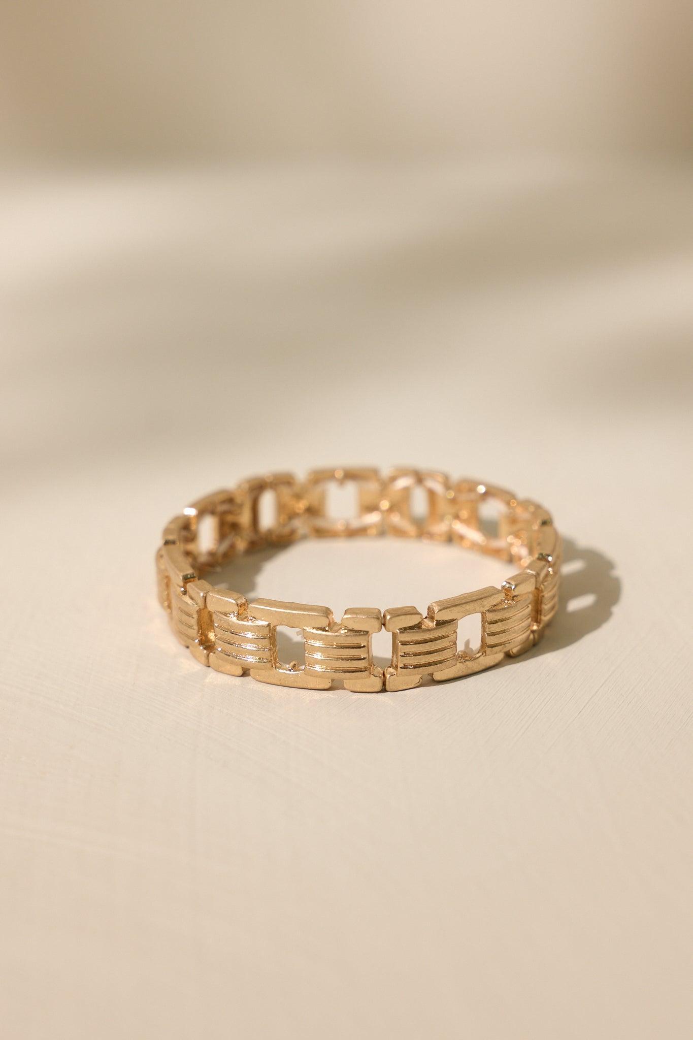 Lustrous Links Worn Gold Bracelet Product Image